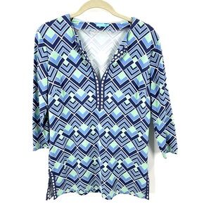 J Mclaughlin Tunic Top Women Small Catalina Cloth Stretch Colorful Beach Coastal